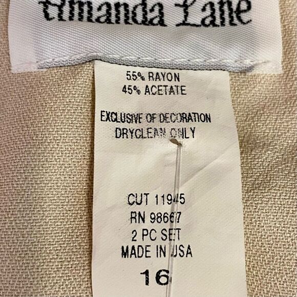 Amanda Lane NWT Tuxedo Jacket Button Down Front Blk Crocheted Detail Size 16 - Picture 6 of 7